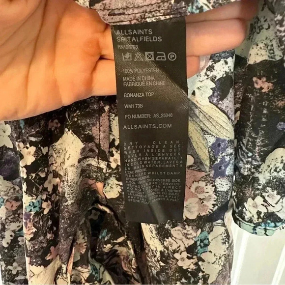 All Saints Bonanza Italian Silk Blouse Size 6 / Small EUC Beautiful Print 😍 - Picture 9 of 9